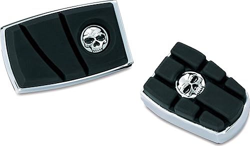 Kuryakyn Control de pie de motocicleta 4405: Pastilla de pedal de freno Zombie Skull para motocicletas Harley-Davidson FX y XG 1984-2019, cromo