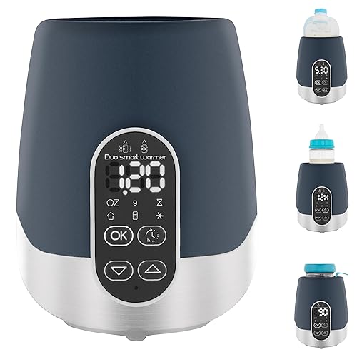 Babymoov Duo Smart - Calentador de biberones 2 en 1 para coche y hogar, rápido, programable y portátil para leche materna o fórmula para bebés