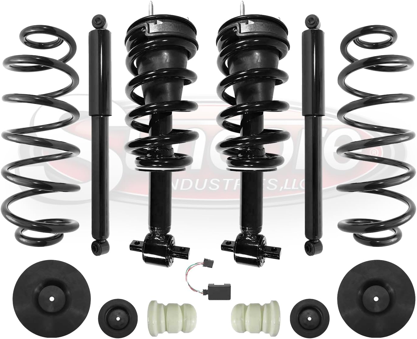 Air Ride Suspension to Front Complete Struts & Rear Shocks & Coil Springs Conversion Kit Compatible with 2007-2014 Chevrolet Tahoe