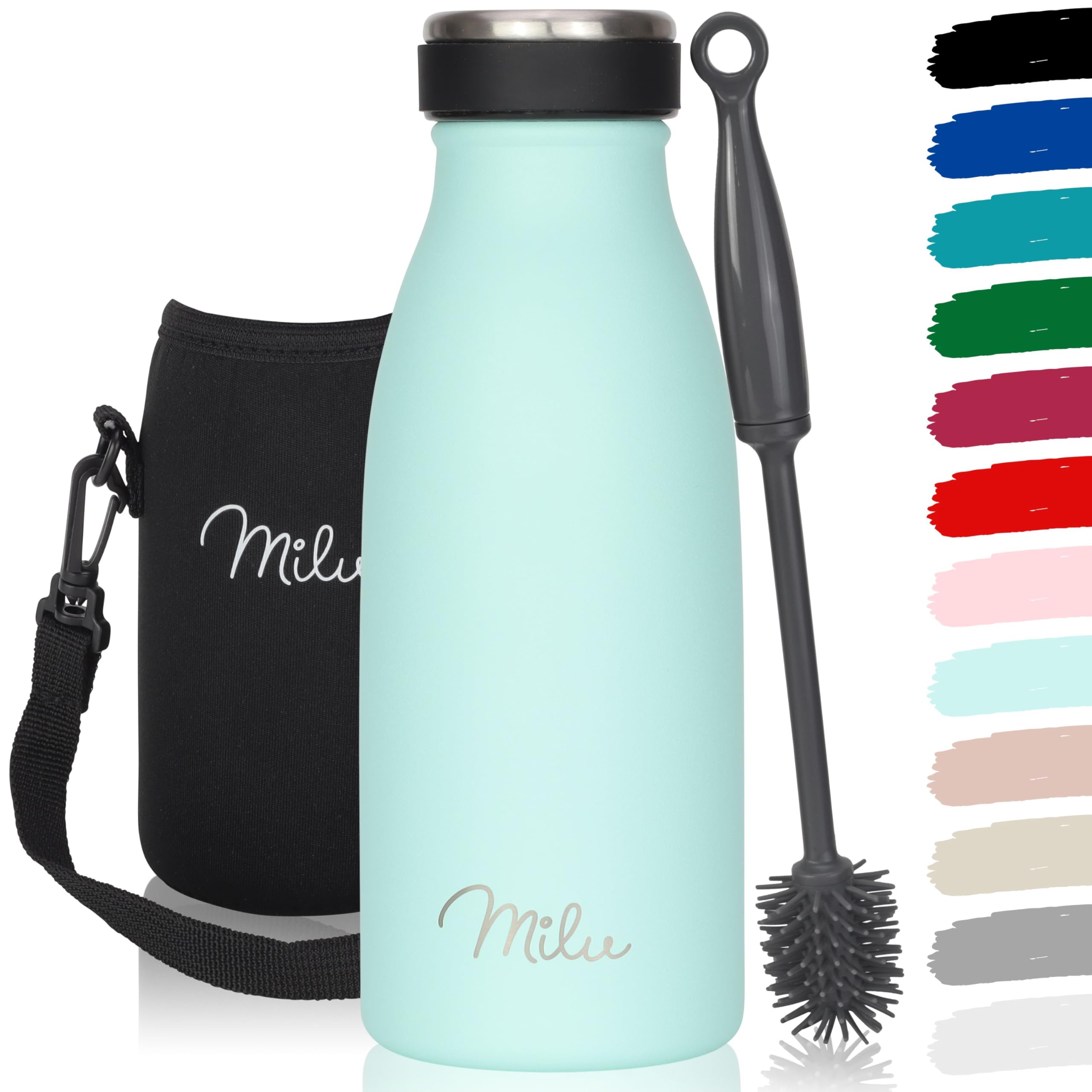 Milu Stainless Steel Drinking Bottle 350 ml - Insulated Thermo Flask for Water - Leak Proof, Insulated and Double Walled, Carbonated (Grey, 350 ml) — view 50