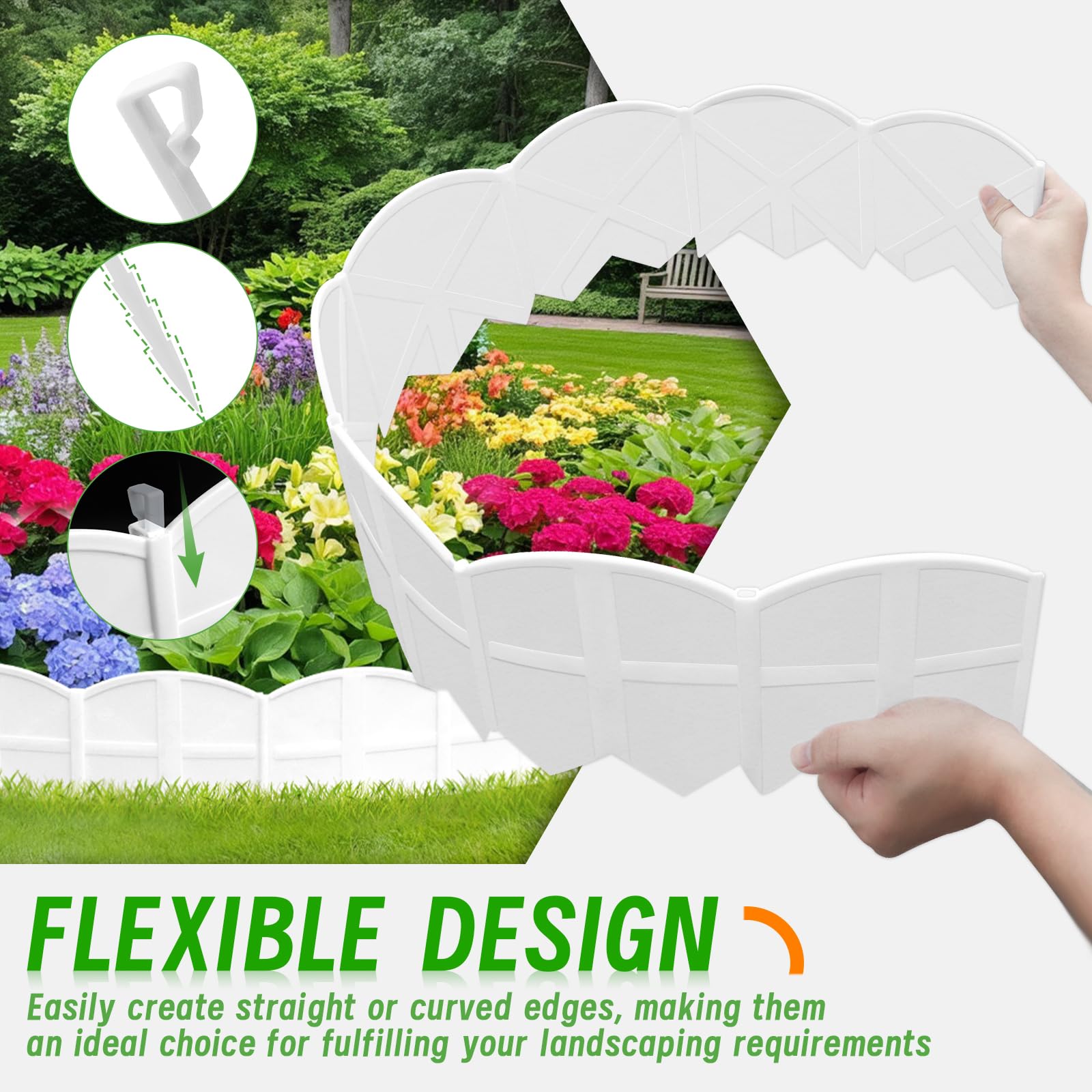30 bordes de jardín blancos para césped (blanco)