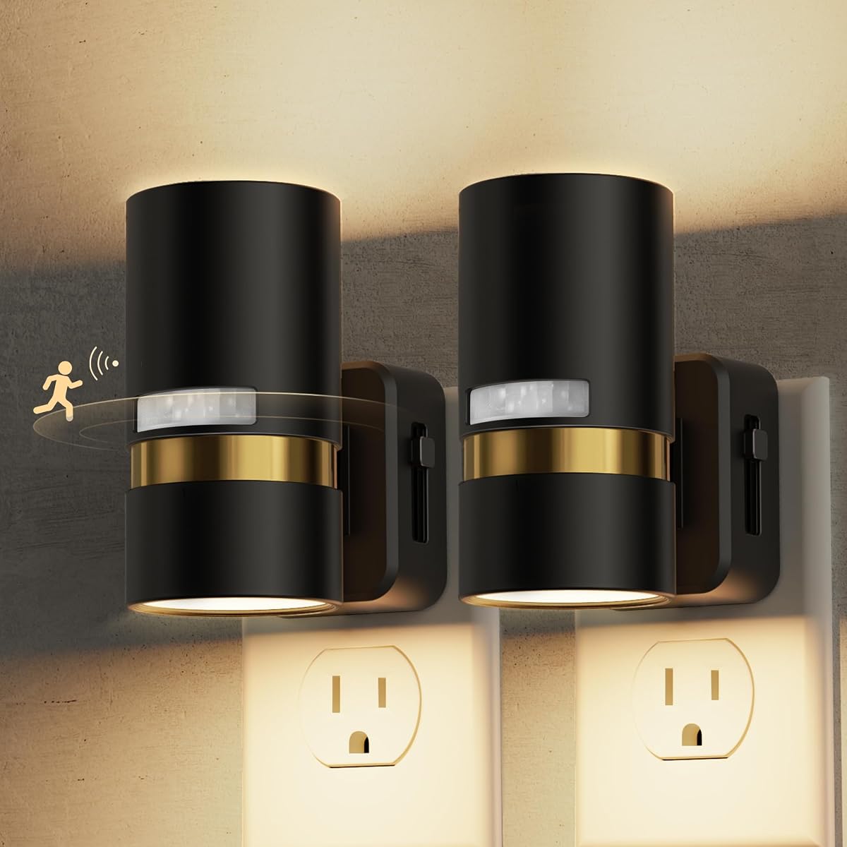 L LOHAS LED Motion Sensor Night Light Plug in, 3000K Soft White, 2 Pack | Night Lights Plug into Wall with Adjustable Brightness, 1W Energy-Saving Nightlight for Bathroom Bedroom Kitchen Hallway