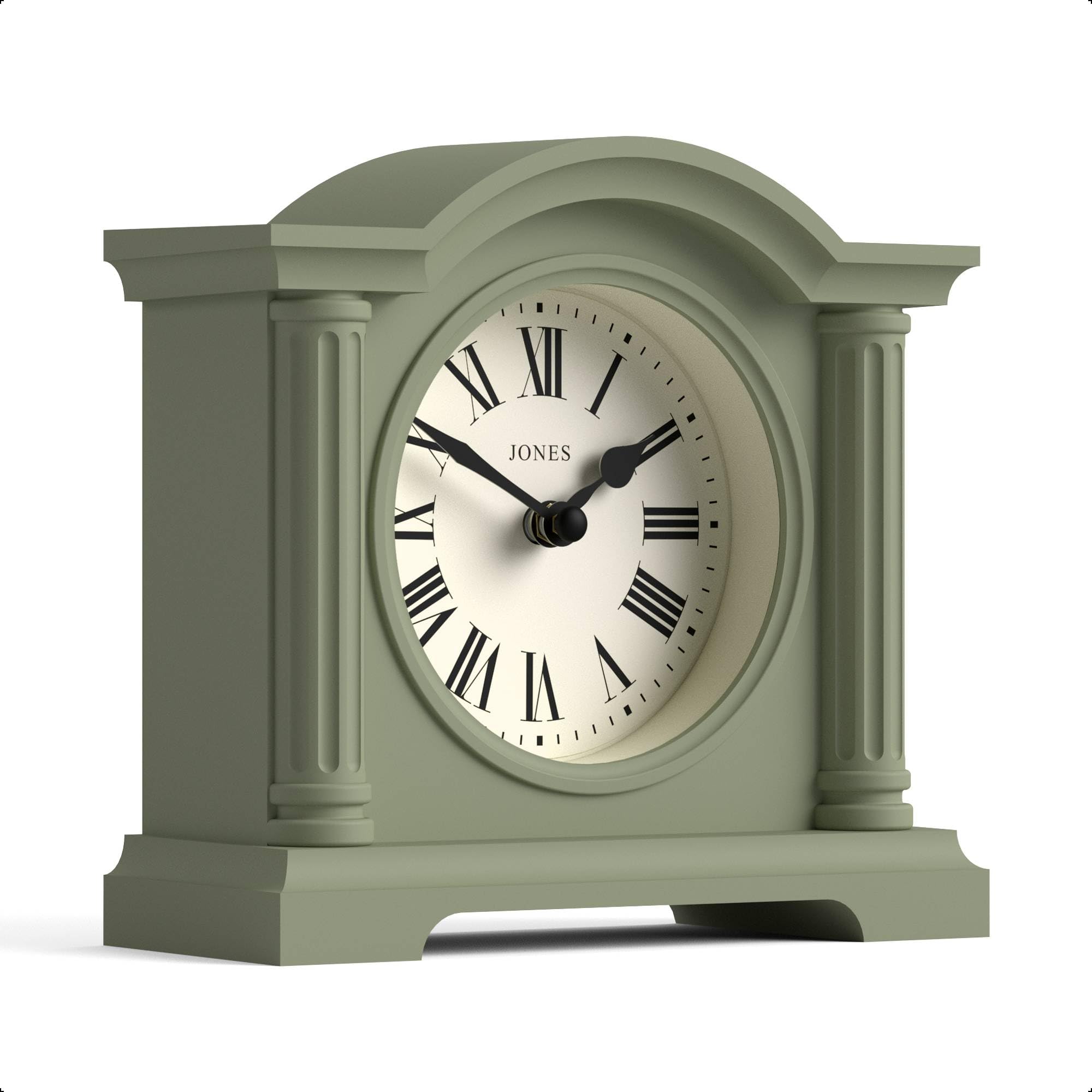 Jones Clocks Sage Green Jones Clocks® Kensington Mantel Clock | Small Classic Arch Top Clock | | Stylish & Contemporary | Ideal For Desk, Mantelpiece, Bookshelf Or Bedside