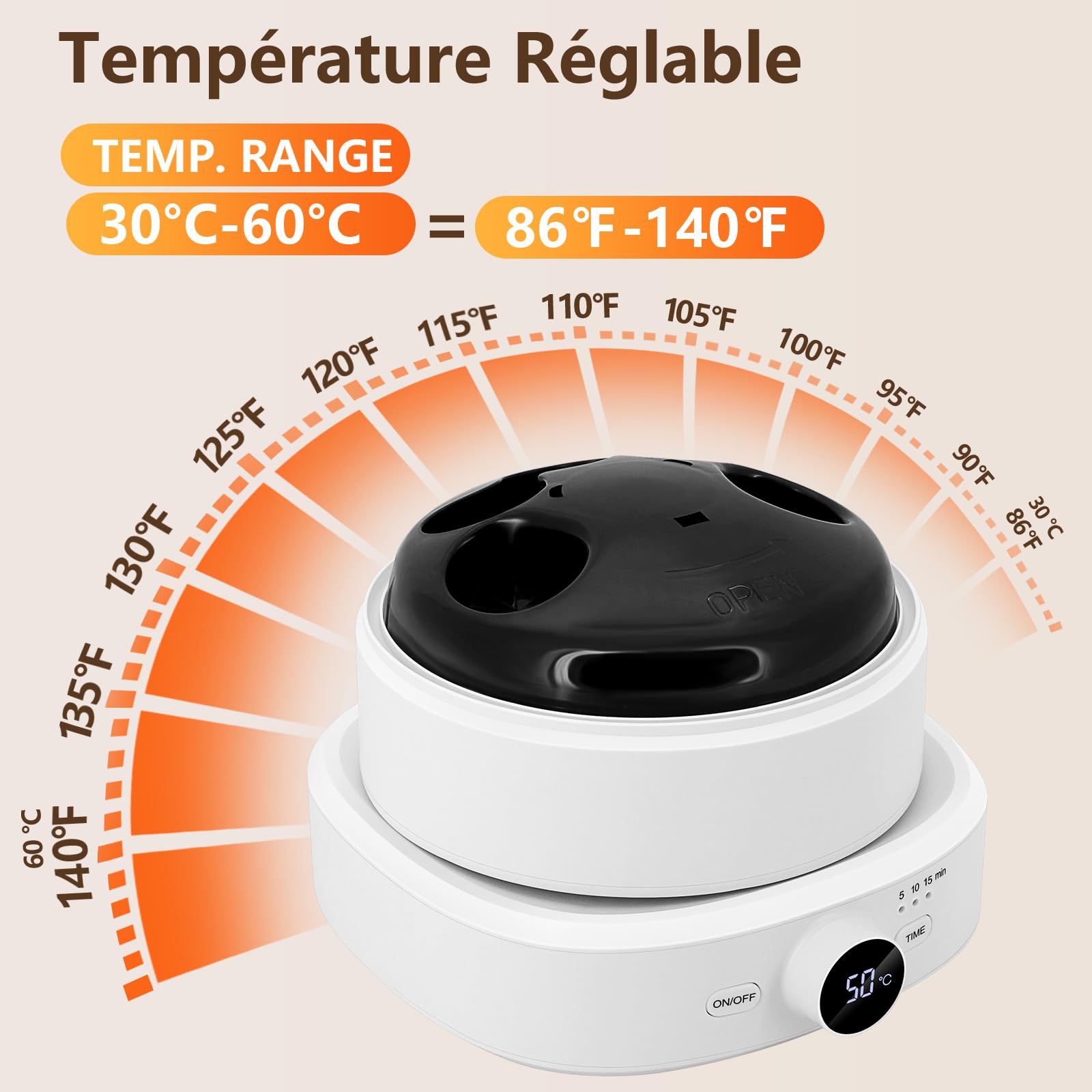 Removedor de uñas eléctrico de temperatura ajustable, limpiador de uñas eléctrico tazón de remojo de uñas, quitar el esmalte de uñas de gel acrílico