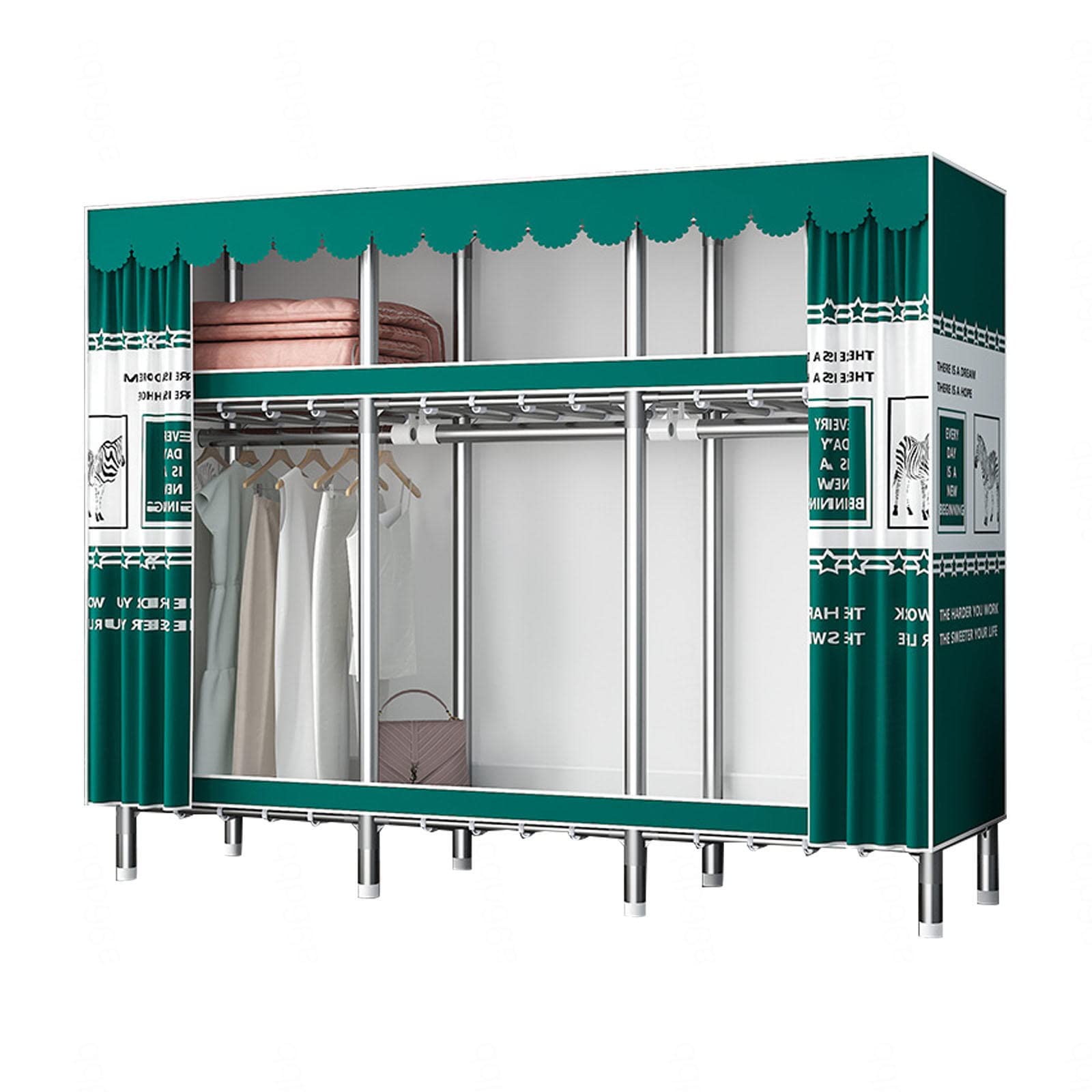 Armario plegable con barra para colgar ropa sin usar herramientas