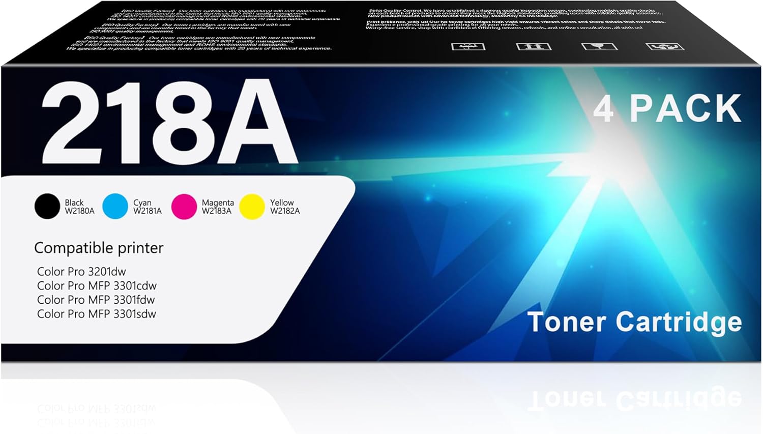 218A W2180A Toner Cartridges High Yield Replacement for HP 218A Toner Cartridges Use for Color Pro MFP 3301cdw 3301sdw 3301fdw 3201dw Printer (4 Pack, Black/Cyan/Magenta/Yellow)