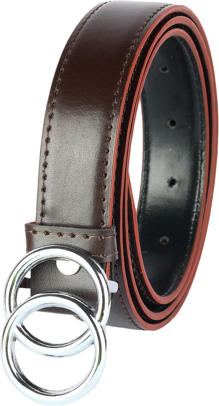 ZF Traders Women’s Faux Leather Belt with Elegant Dowble Ring Buckle in Classic Brown Stylish, Sleek & Modern Waist Belt for Girls and Women, Perfect for Jeans,Dresses-image-28