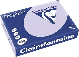 Clairefontaine 1872C - Caja de papel de color contiene 5 packs. - A4, 80g/m2, Resma de papel (nº de hojas: 500) por pack. Total de hojas por caja: 2500 - Color: Lila