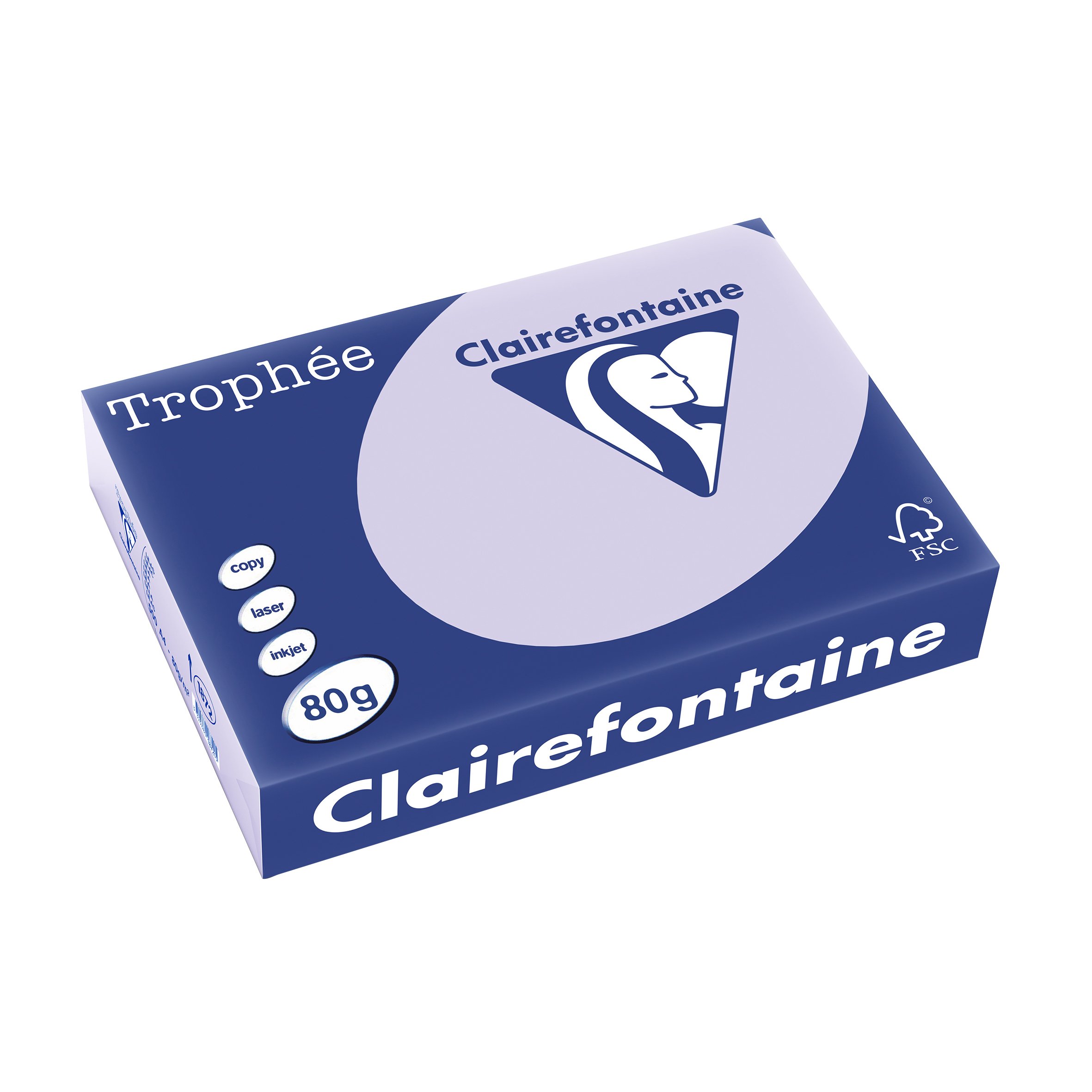 Clairefontaine Papier Couleur A4 80 g/m² Trophée 2500 feuilles Carton 5 ramettes Lilas