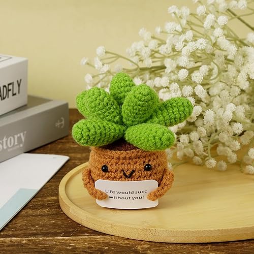 Miniatura 10 de NQEUEPN Cactus positivo de ganchillo, hecho a mano, hecho a mano, lindo juguete divertido de papa emocional, vida positiva, adornos de muñeca,