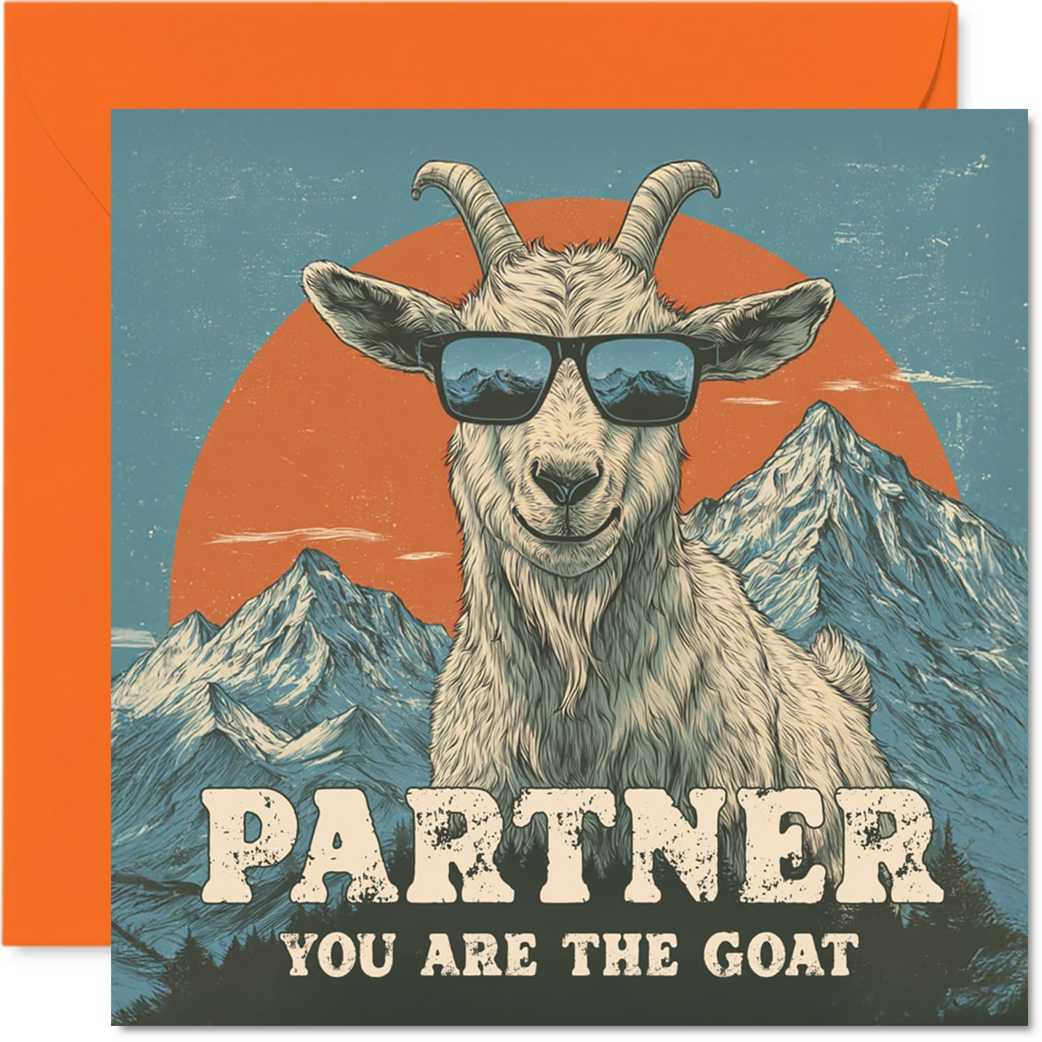 Partner Birthday Card - You Are The Goat - Happy Birthday Card for Partner from Boyfriend Girlfriend, 145mm Funny Animal Bday Greeting Cards
