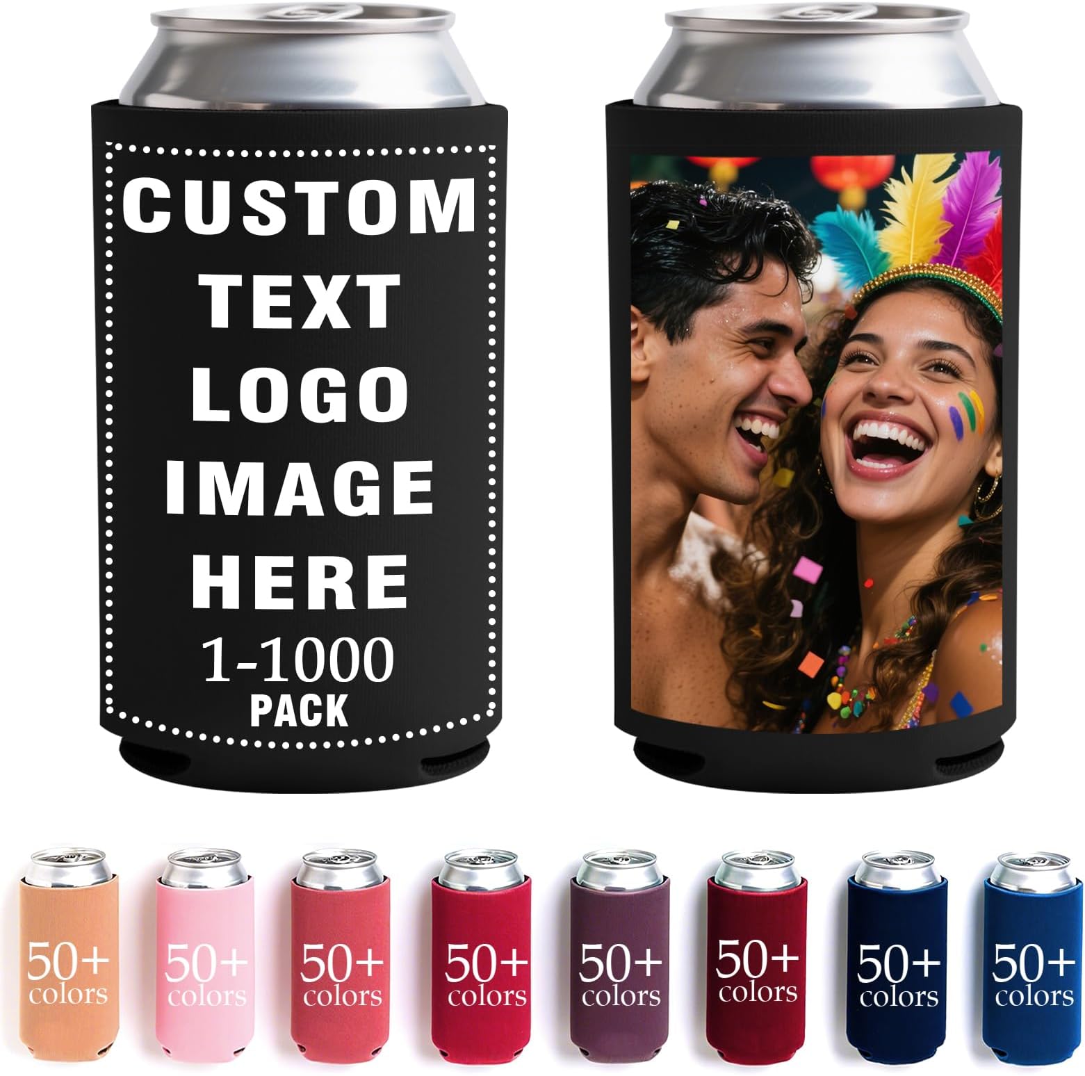 Personalized Custom Bulk Standard Can Coolers Image Logo Text on Insulated Beverage Bottle Holder Sleeves mage Wedding Favors Bachelor Party Favors Birthday Party Favors (15, Slim Can Coolers)