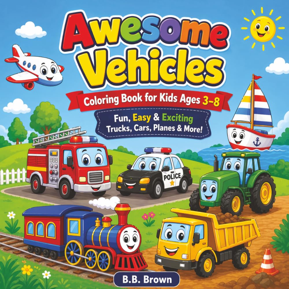 Awesome Vehicles Coloring Book for Kids