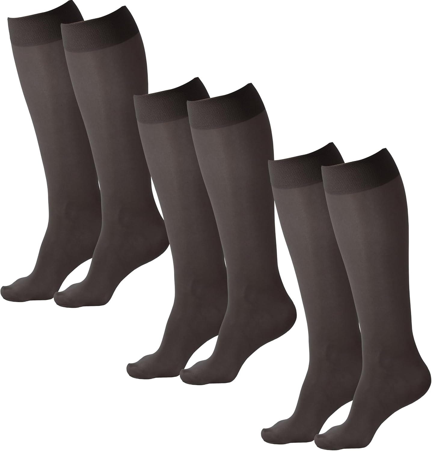 Ames Walker AW 76 Soft Sheer Knee Highs 8-15 mmHg (3 Pack)
