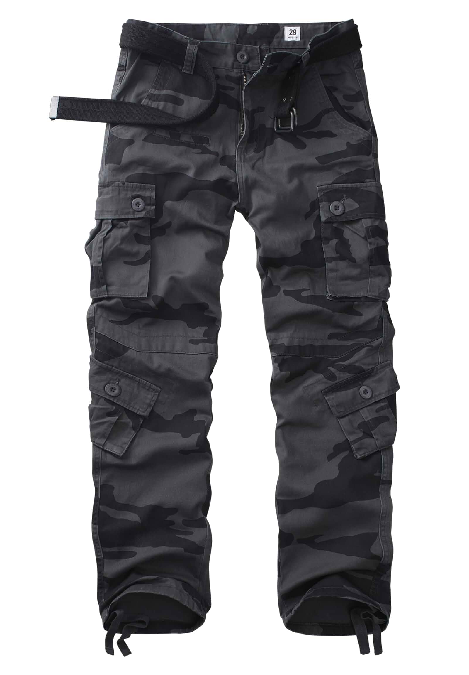 Men's Cargo Pants, Relaxed Fit Multi Pocket Work Pants Ripstop Cotton Casual Outdoor Camo Pants with 9 Cargo Pockets for Work, Outdoor Activities and Casual Wear