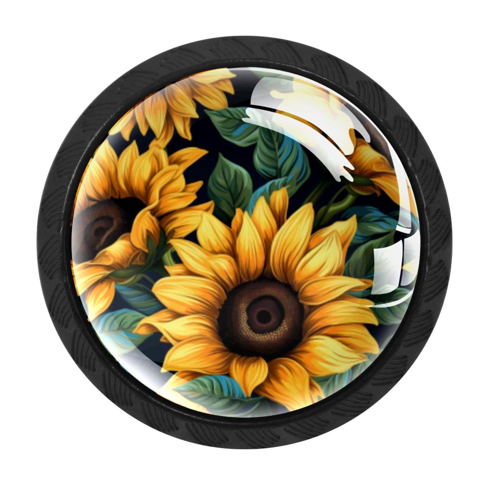 CHENZZZZ 4 Pieces Skull Sunflower Drawer Knobs, 35mm Black Cabinet Knobs, Drawer Pulls and Knobs, Dresser Drawer Knobs, Cabinet Hardware Kitchen Cabinet Knobs