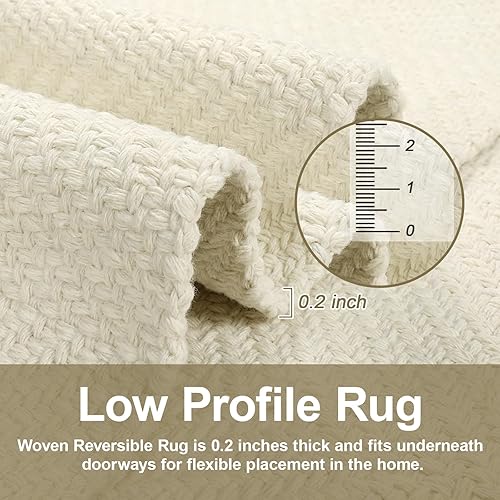 Miniatura 2 de LEEVAN Alfombra de cocina lavable de 2 x 4.3 pies, alfombra bohemia reversible de color blanco, alfombra de pasillo pequeña, alfombra de pasillo