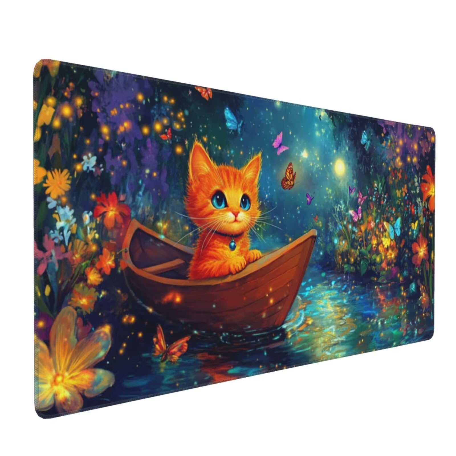 Podkładka pod mysz XXL 1200 x 400 x 3 mm podkładka pod mysz do łodzi podkładka pod mysz dla kota poprawia precyzję i szybkość, antypoślizgowe wodoodporne, szyte krawędzie, akcesoria do gier, komputer