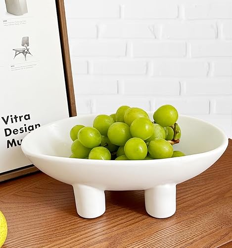 Miniatura 3 de Samchilderlan Frutero de cerámica para encimera de cocina, cuenco decorativo de tres patas para decoración de mesa, cuenco de pedestal moderno