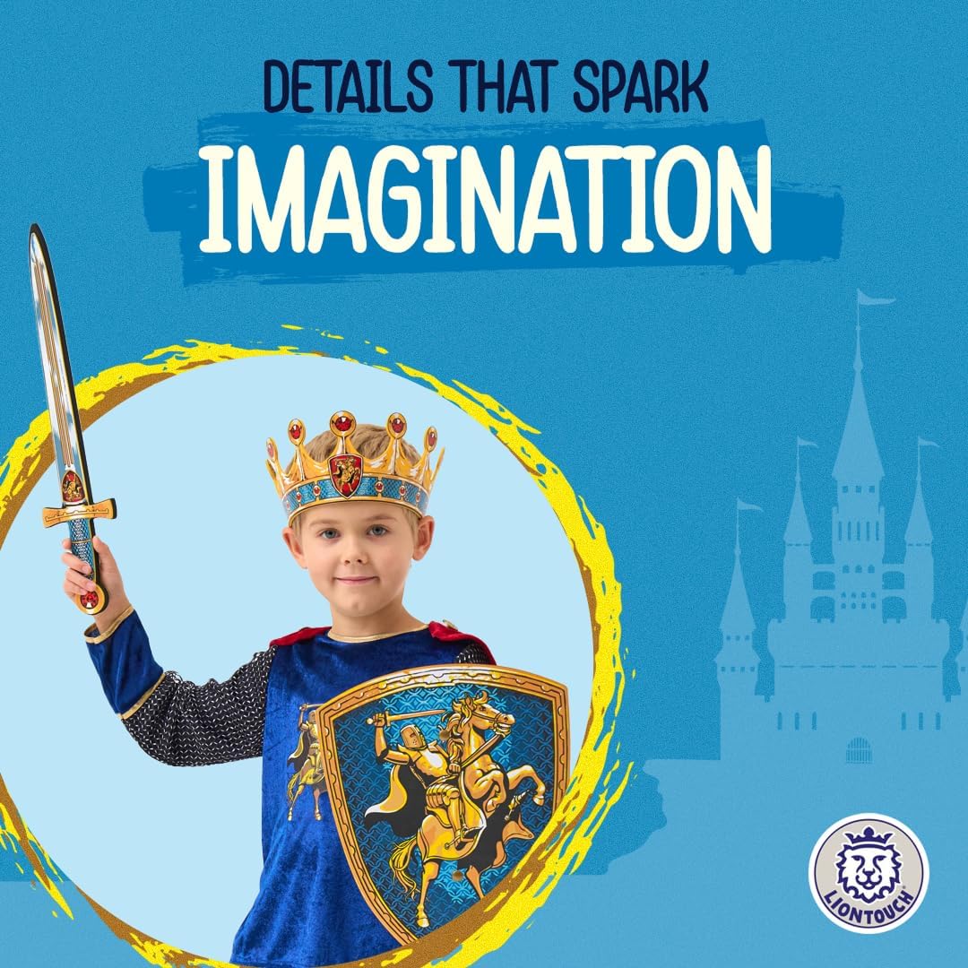 Liontouch - Knight Costume with Cape for Kids - Age 3-6 Years | One Size | Medieval Outfit With Chainmail Design | Shirt & Pants Set For Dress Up, Role Play, Knight Costumes & Adventures