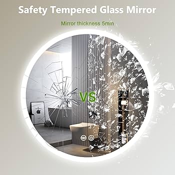 Youyijia Spiegel Mit Beleuchtung, 80 X 52 Cm Asymmetrischer Badspiegel Mit Beleuchtung Mit Touch-Schalter, Dimmbar, Beschlagfrei, 3 Lichtfarbe Einstellbare, Badezimmerspiegel, Badezimmer Spiegel