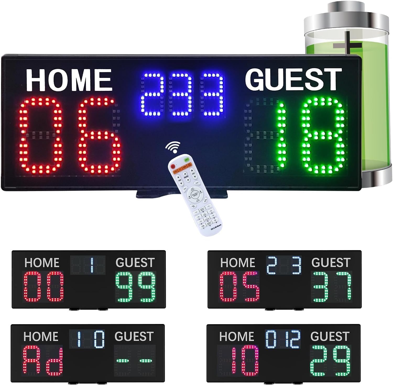 Marcador Digital, Marcador Electrónico LED Portátil Marcador de Tenis con Control Remoto 11 Dígitos Marcador Electrónico de Tenis