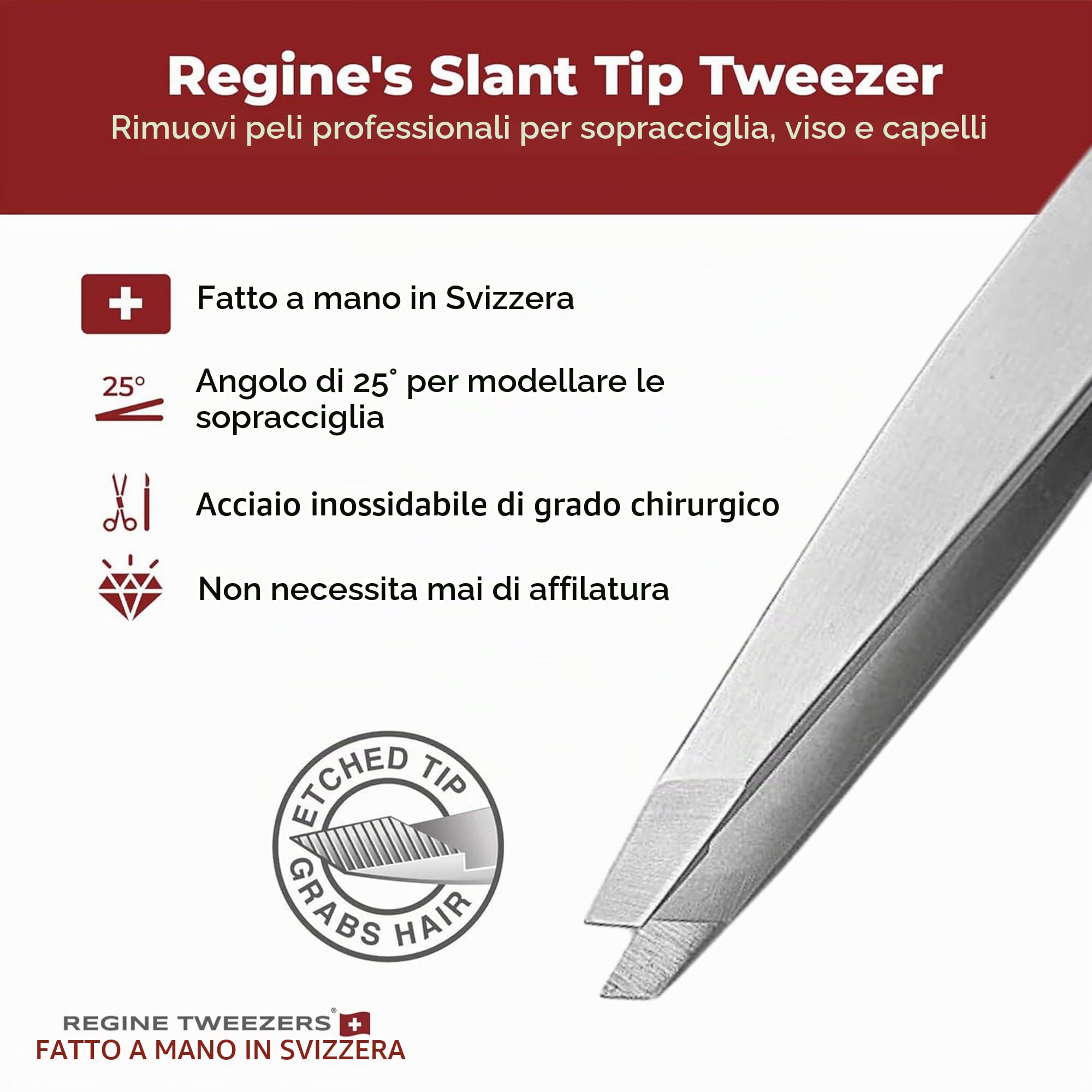 Slant Tip Pinzette | 100% fatto a mano | Chirurgico Grade in acciaio inossidabile | Professionale di precisione e sopracciglia di rimozione dei capelli