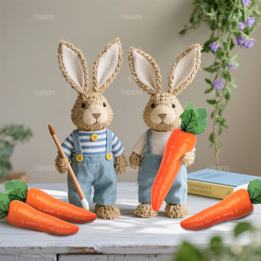 Auear 5 Carote Artificiali In Plastica Con Foglie Verdi - 21 Cm - Frutta Finta Per Decorazione Casa E Vetrine - 6