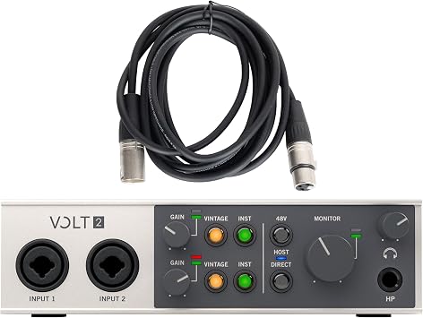 Universal Audio Volt 2 2-in/2-out USB 2.0 Audio Interface with Buhne Mic Cable