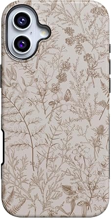 Casely iPhone 16 Case | Beige Garden | Neutral Floral | Bold Protective Design | Compatible with MagSafe