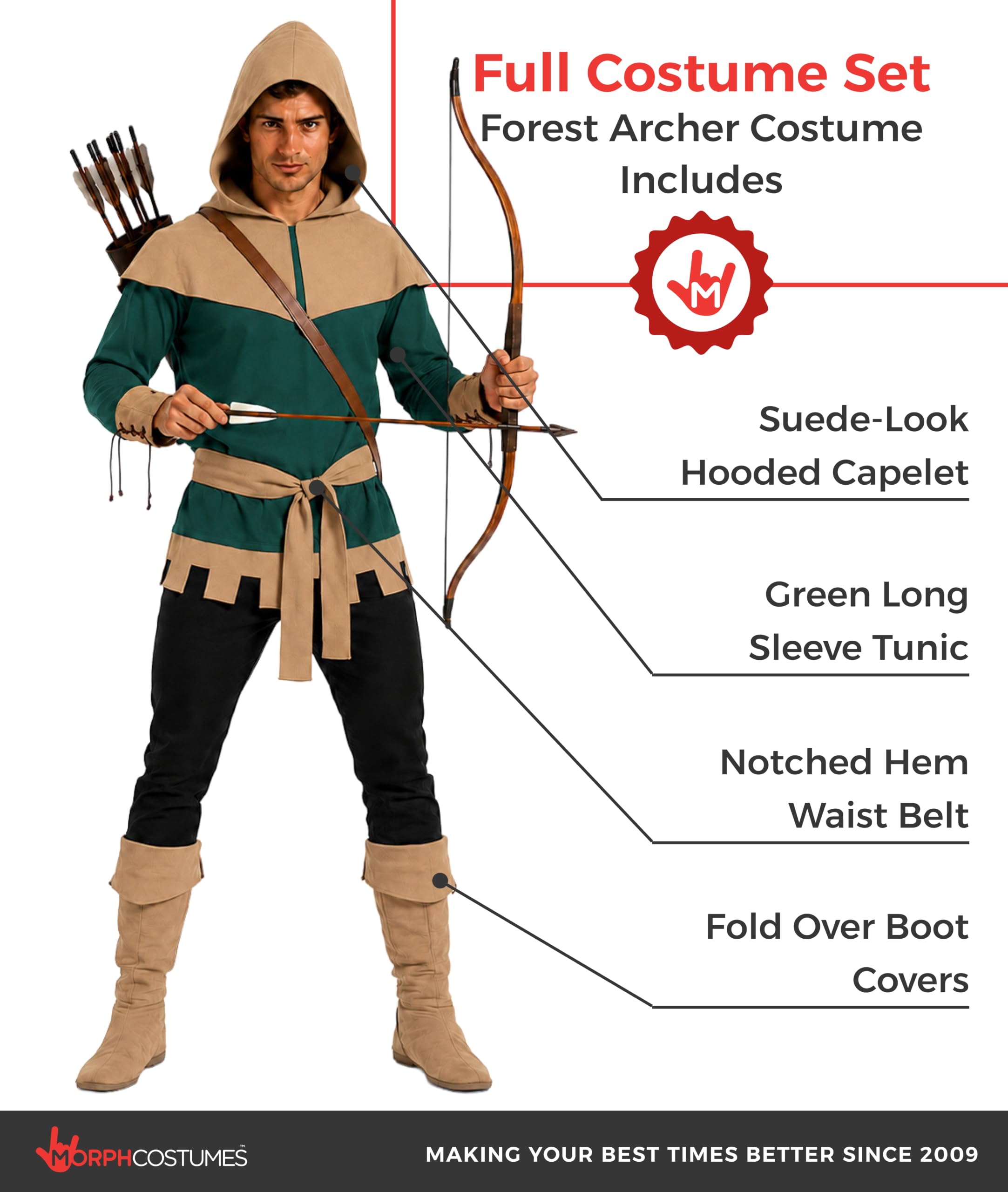 Fun Shack Disfraz Robin Hood Hombre, Disfraz Arquero Halloween Adulto
