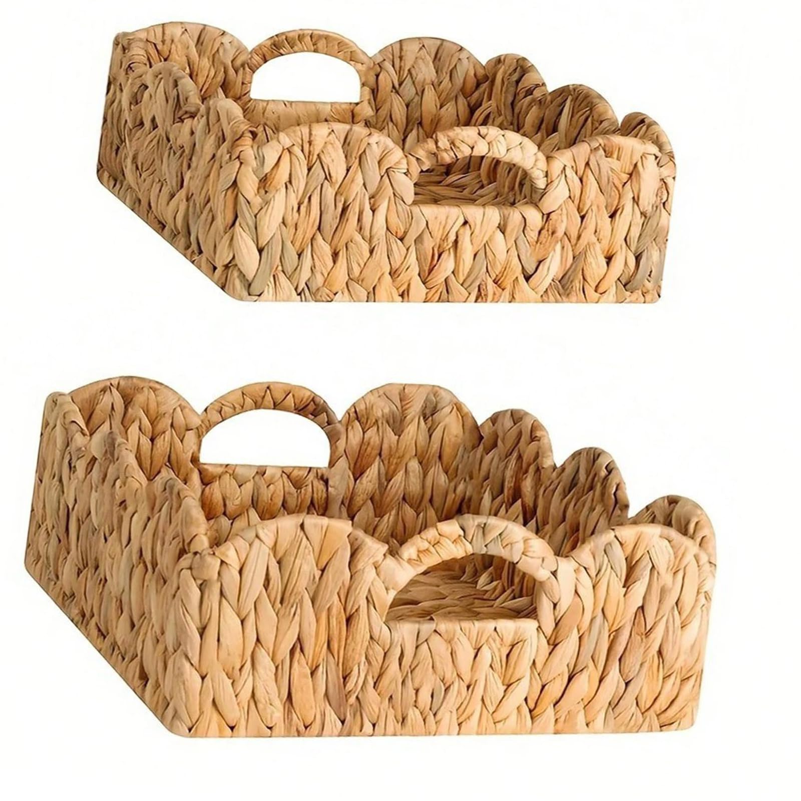 Handwoven Water Hyacinth Storage Basket with Lace Trim Designs Natural Rattan Styles for Home Organization Household Organization Basket