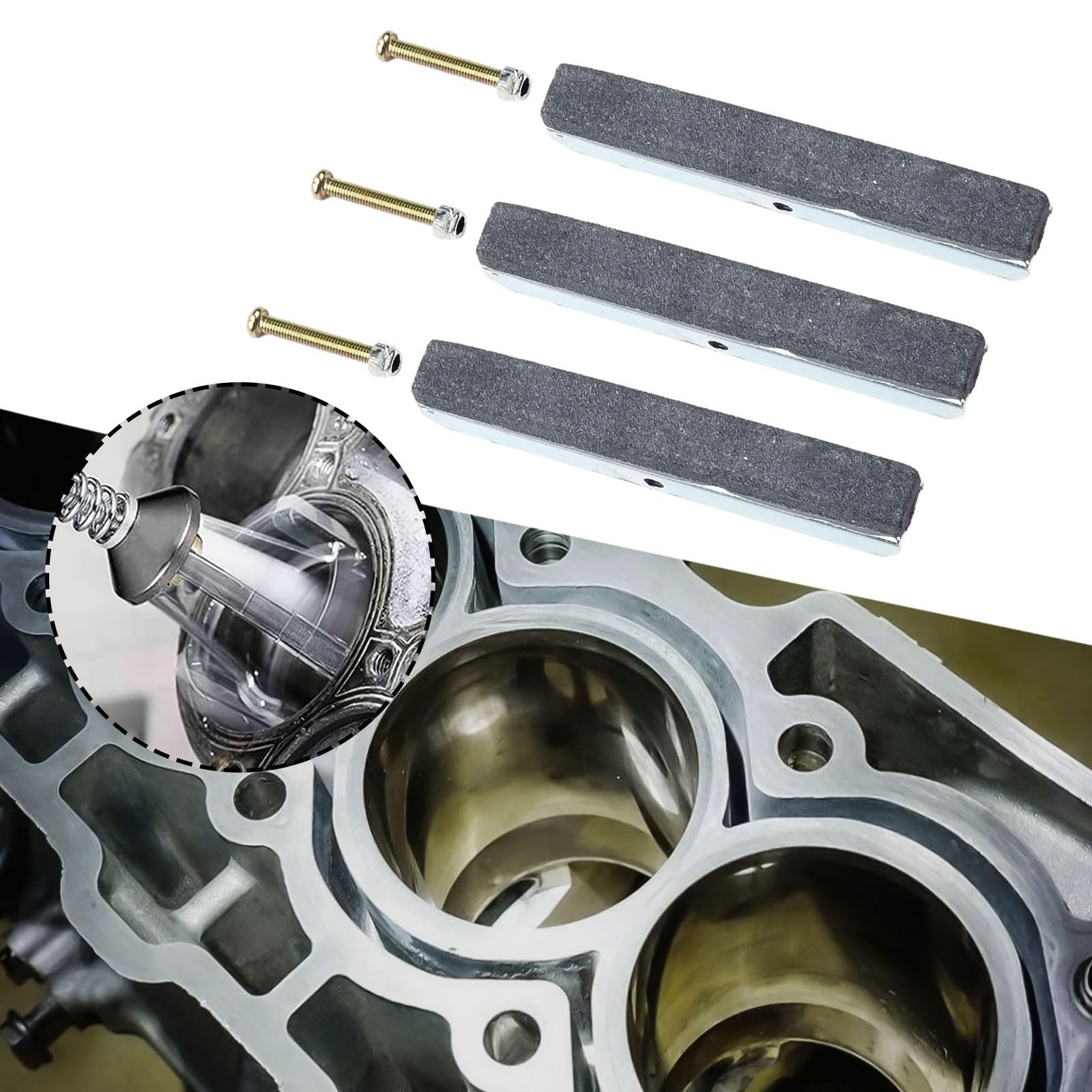 Set di 3 pietre di ricambio sostituibili, set di strumenti per cilindro del pistone del freno, set di strumenti per levigare il cilindro del motore, pietre per meccaniche automobilistiche (7,6 cm)