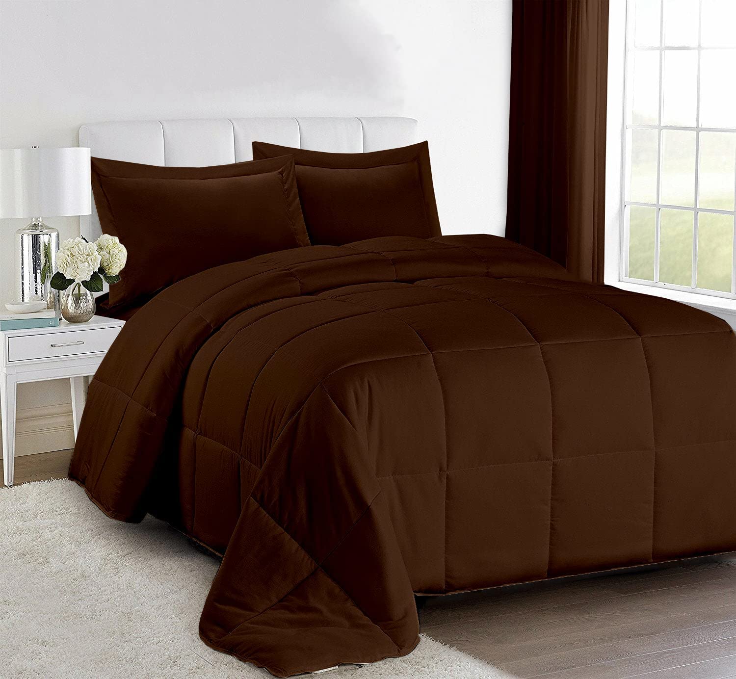 Microfibre 400 GSM Winter Heavy Quilt , Rajai Double Bed Comforter Blanket, Super Soft Double Bed Blanket for Winter Quilt, Duvet for All Season, Chocolate Solid,Lightweight Double Bed Comforter , AC Comforter ,Double,All-Weather Double Bed Comforter Blanket Lightweight Quilt,Rajai/Razai,-image-35