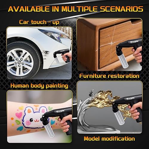 Miniatura 3 de Lionbow Pistola pulverizadora de pintura eléctrica, aerógrafo inalámbrico portátil de mano para pintar autos, gabinetes, reparación de pintura y