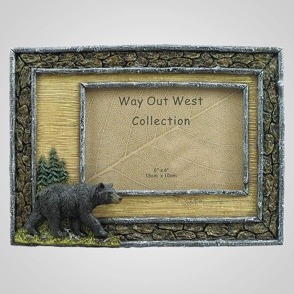 Polyresin Black Bear Bark Look Photo Frame, 9.25-inch Length, Wall and Tabletop Decoration