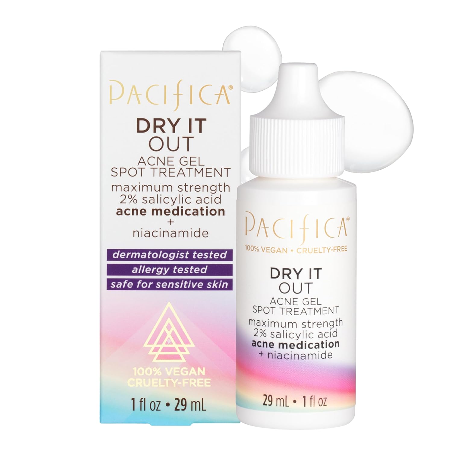 Pacifica Acne Spot Treatment & Pimple Cream – Dry It Out Gel with 2% Salicylic Acid, Witch Hazel, Niacinamide – Dries Blemishes Overnight, Fights Breakouts & Redness, For Teens & Adults, Vegan Clean Pacifica Acne Spot Treatment & Pimple Cream – Dry It Out Gel with 2% Salicylic Acid, Witch Hazel, Niacinamide – Dries Blemishes Overnight, Fights Breakouts & Redness, For Teens & Adults, Vegan Clean
