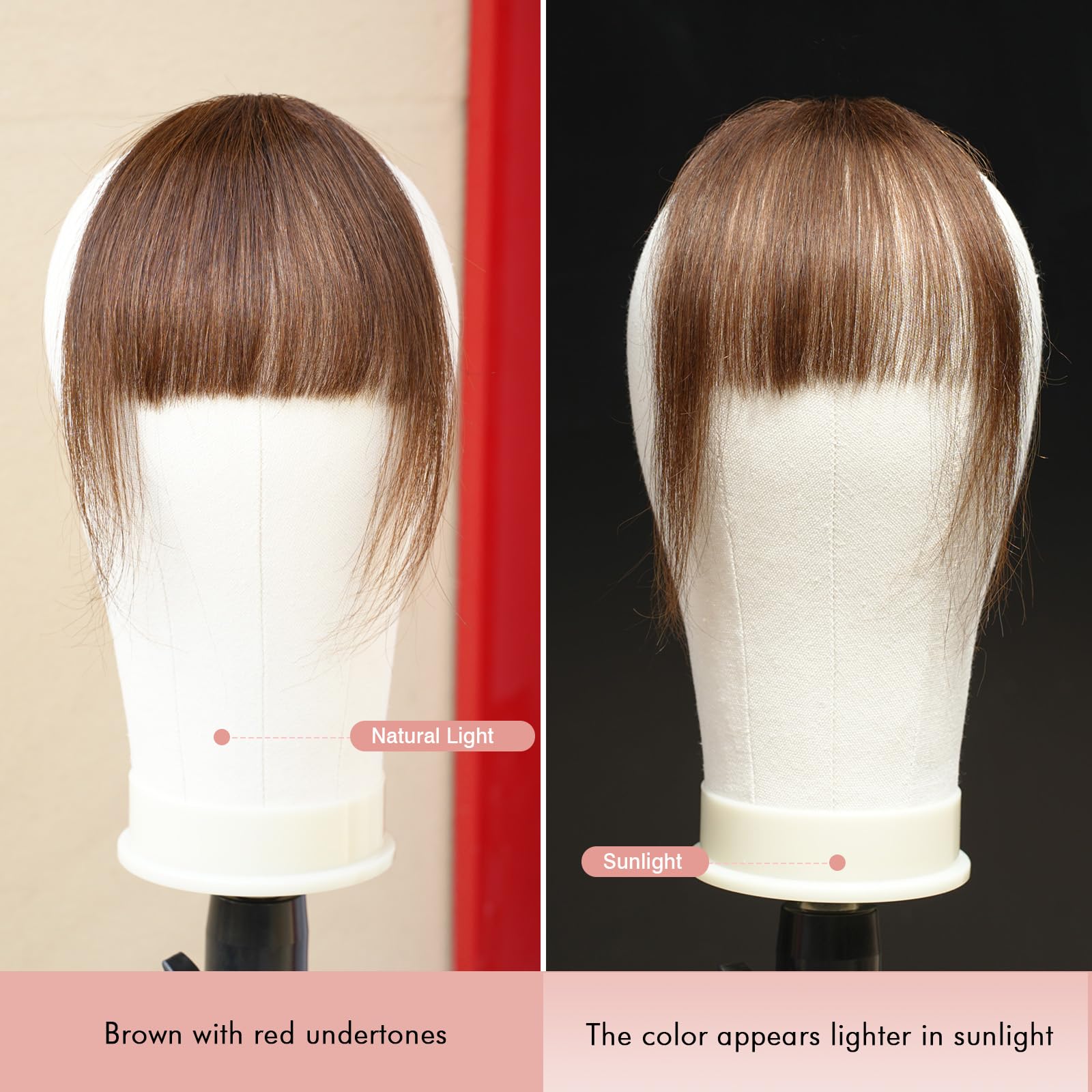 EINAEY Clip-in-Pony, 100 % Echthaar, mittelbraun, künstlicher Pony, Haarteile für Damen, Pony, Haarclip mit Bügel, Wispy Pony, Clip-in-Haarverlängerungen für den täglichen Gebrauch