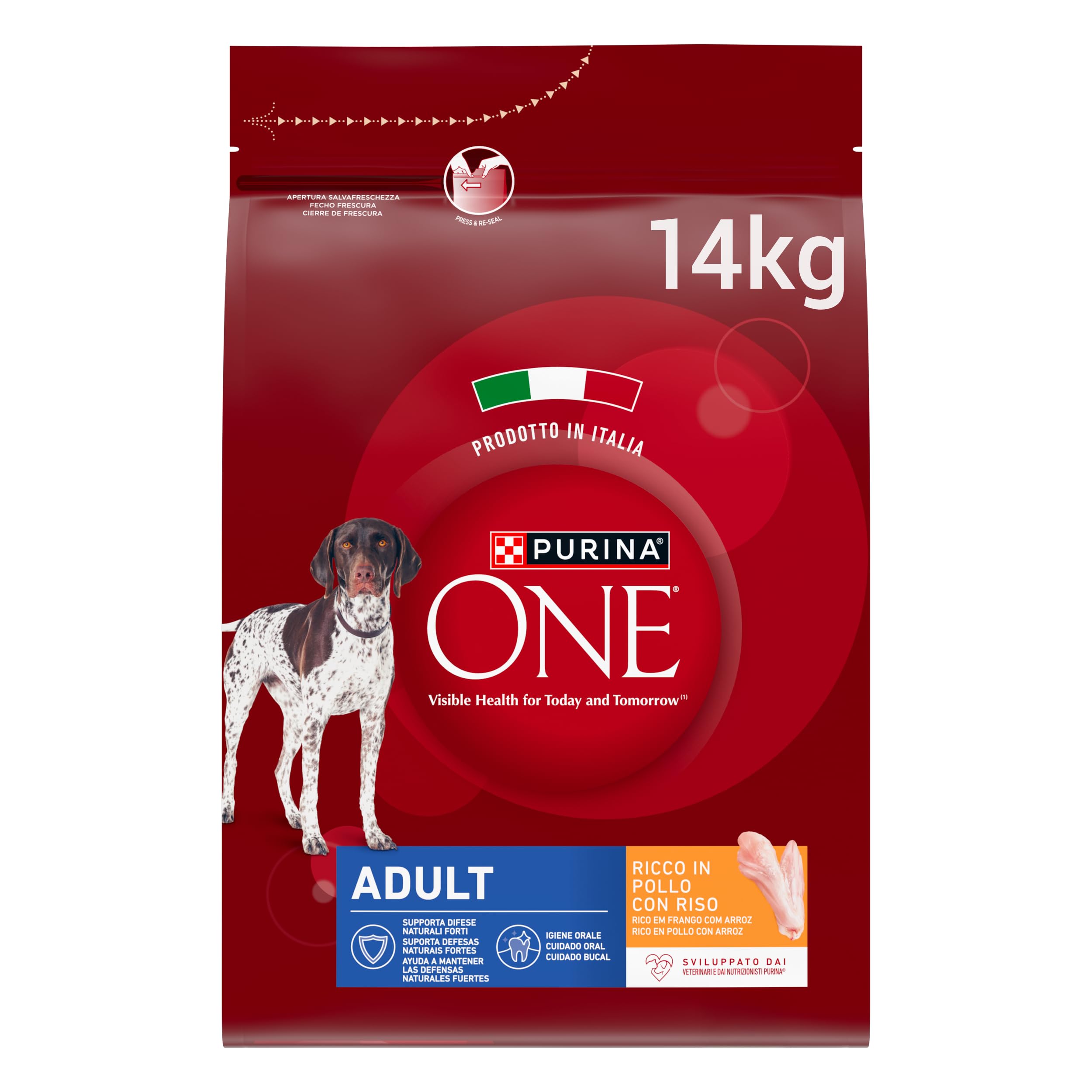 PURINA ONE Maroon, Crocchette per Cani Adulti, Pollo e Riso, Sacco da 14kg | Cibo Secco per Cani Adulti con Pollo e Riso