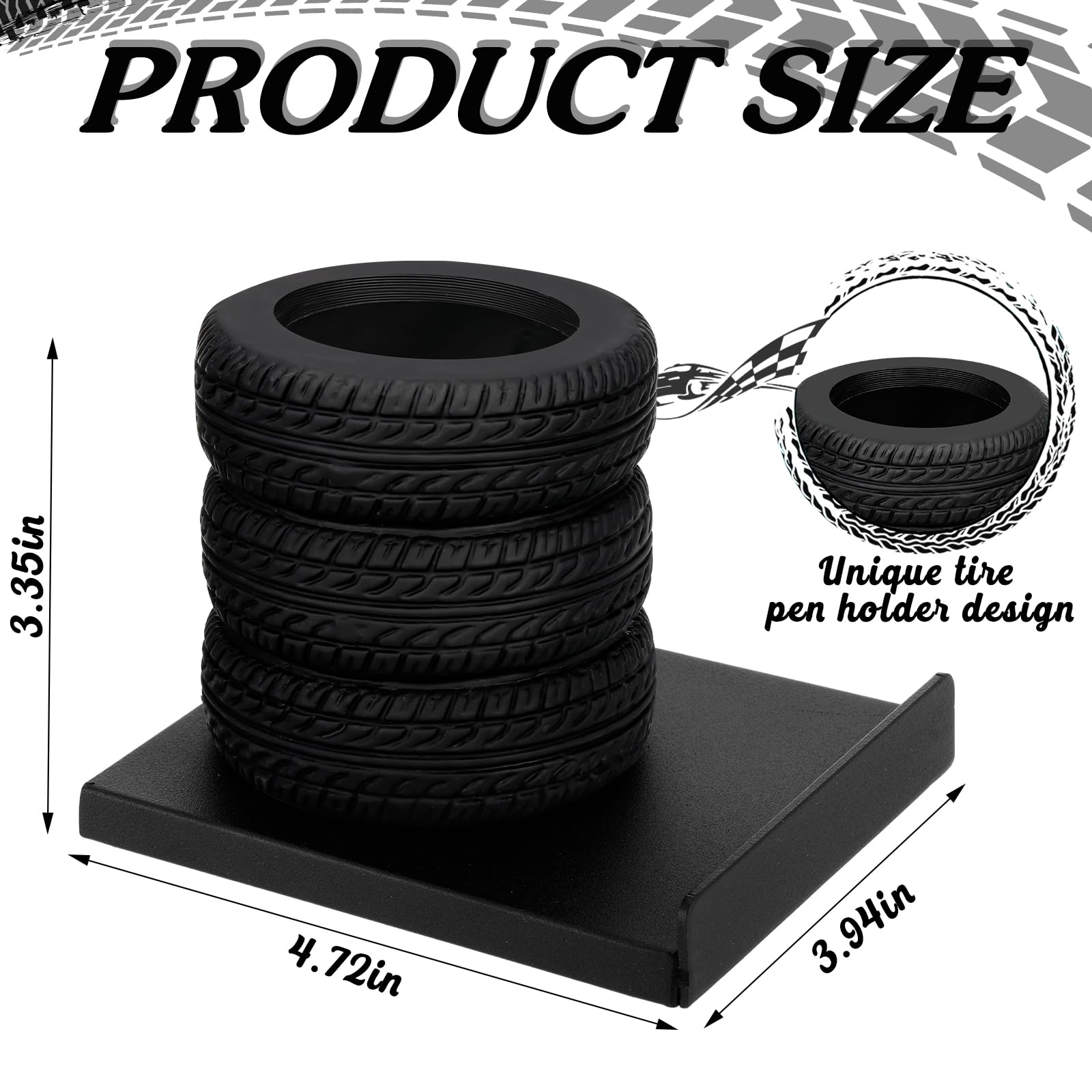 Feifeiya Tire Shape Stationery Set Metal Tire Shaped Pen Holder Business Card Holder Automotive Organizer for Man Desk Office School Cool Mechanic Gifts Car Lovers Accessories