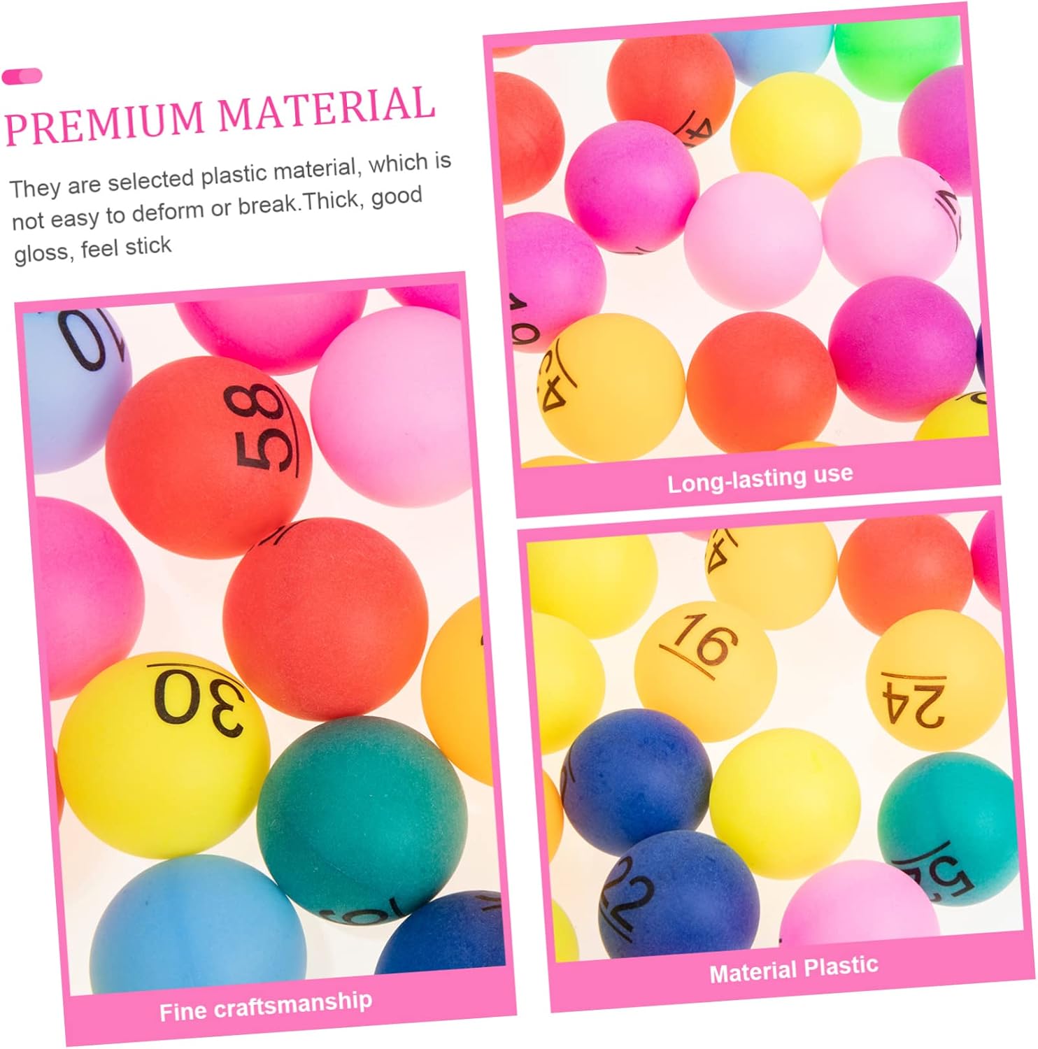 60 Pcs Plastic Seamless Game Balls for Entertainment Bingo Multicolor Balls for Parties Raffles Game