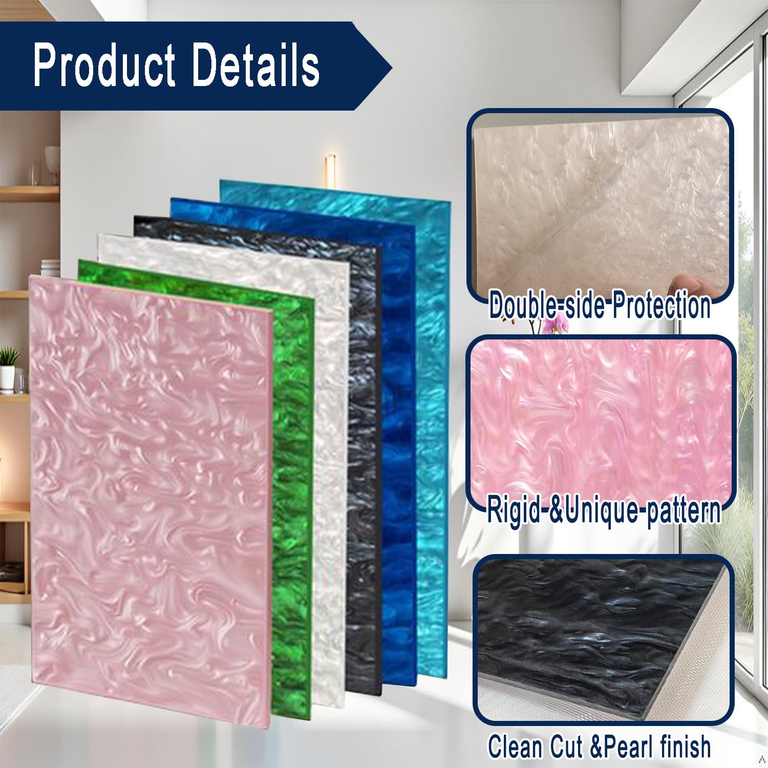 Pearl Cast Acrylic Sheets PMMA Material for CO2 Laser Cutting and Engraving Patterned Plastic Sheets 1/8 Inch Thick for DIY Crafts, Home Decor, Art Design (6, Assorted, 12x8 Inch)