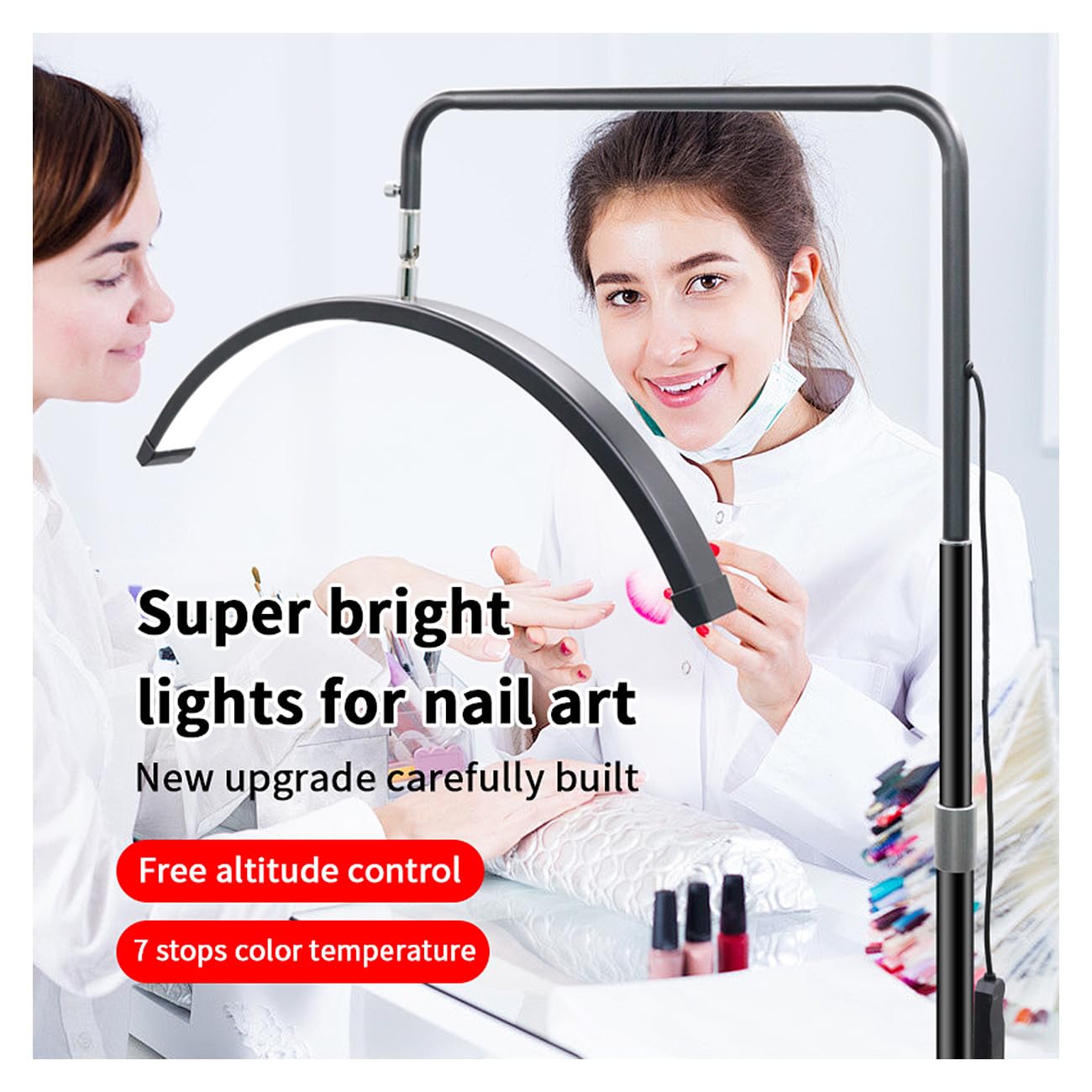 ayex LED Beauty Standleuchte 24 Zoll Lichtbogen für Kosmetik, Wimpern & Tattoo schwarz M6X