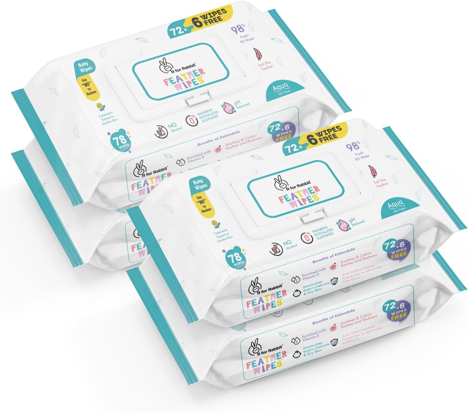 Feather 312 Baby Wet Wipes for new born Combo Pack of 4