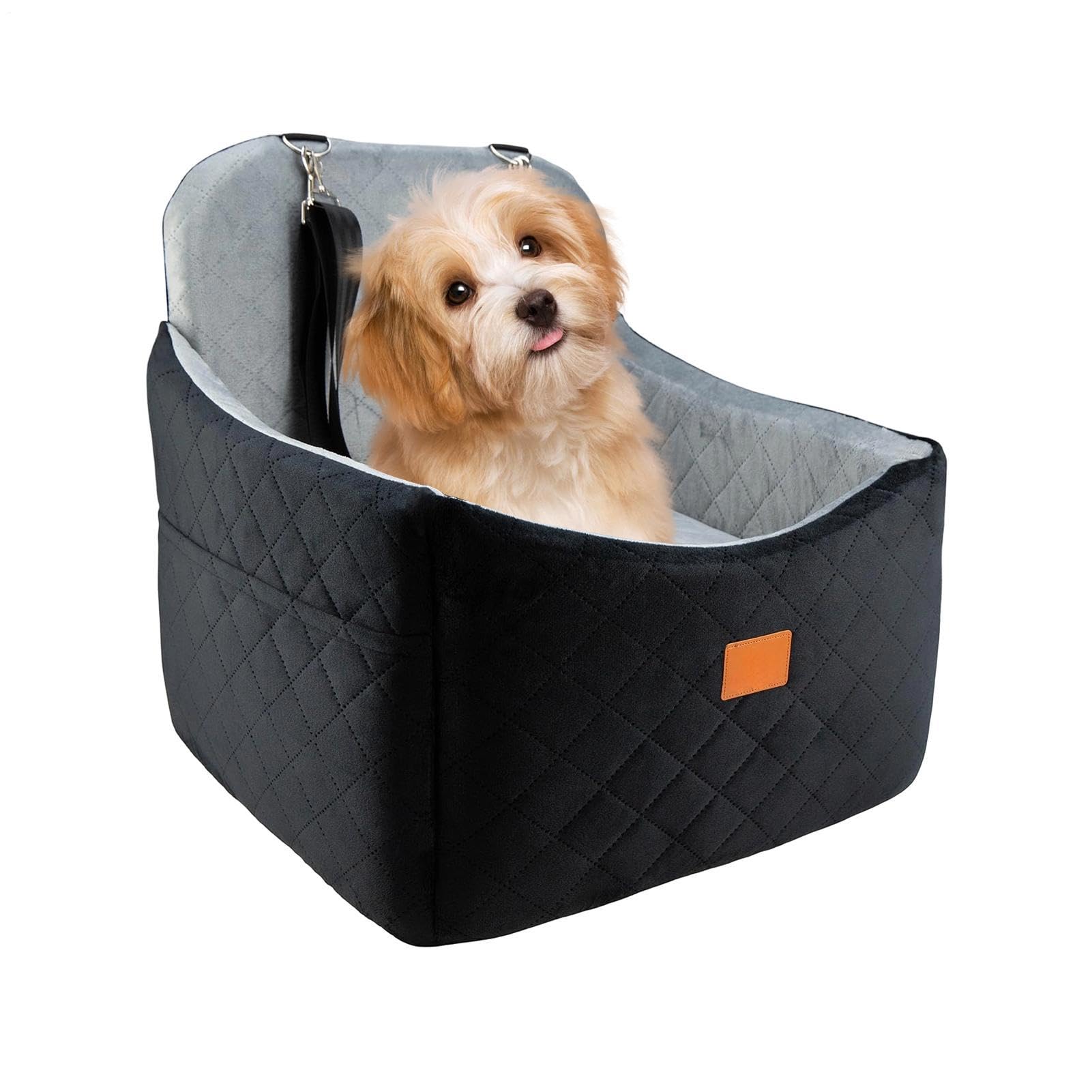 Autositz für Hunde Haustierbett mit Memory- | Erhöhter Autositz für kleine Hunde für Parkbesuche, Tierarztbesuche, Urlaub, Reisen, lange Fahrten, tägliches Pendeln,