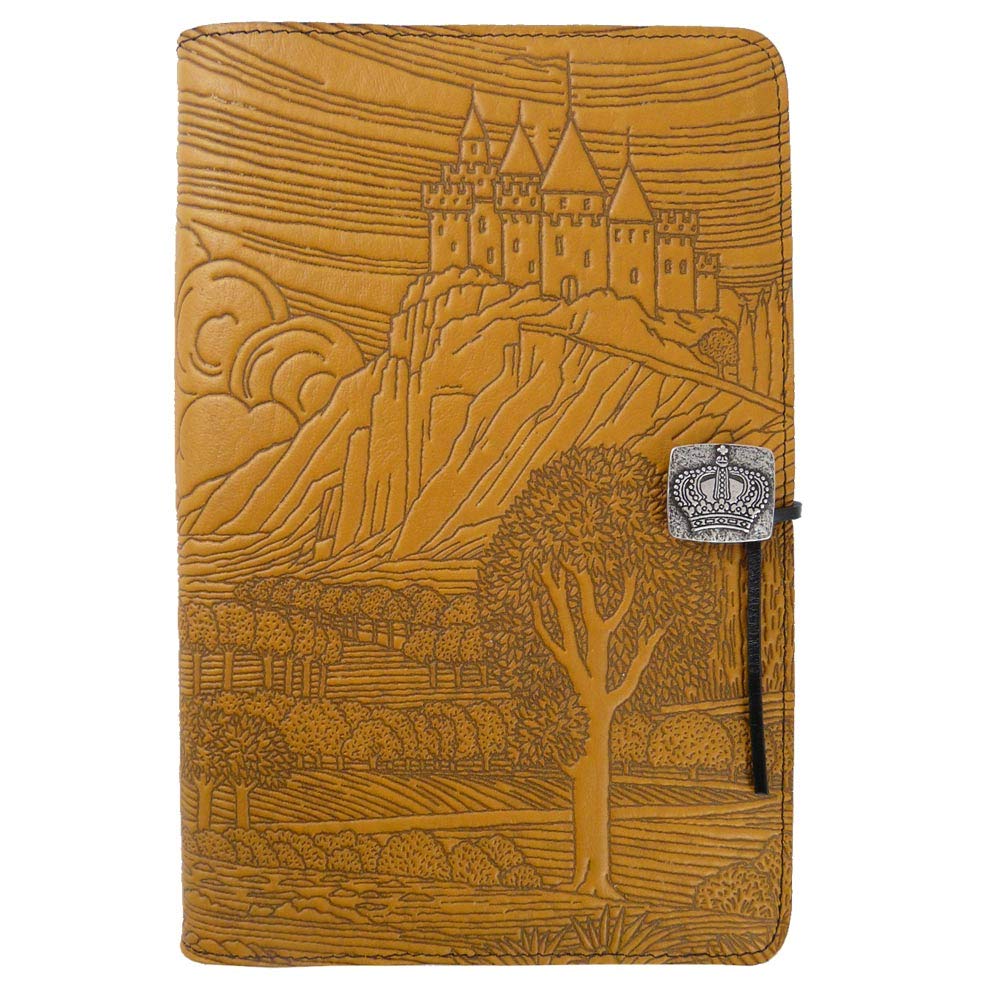 Modern Artisans Hilltop Castle American-Made Embossed Leather Writing Journal, 6 x 9-inch + Refillable Hardbound Insert Book