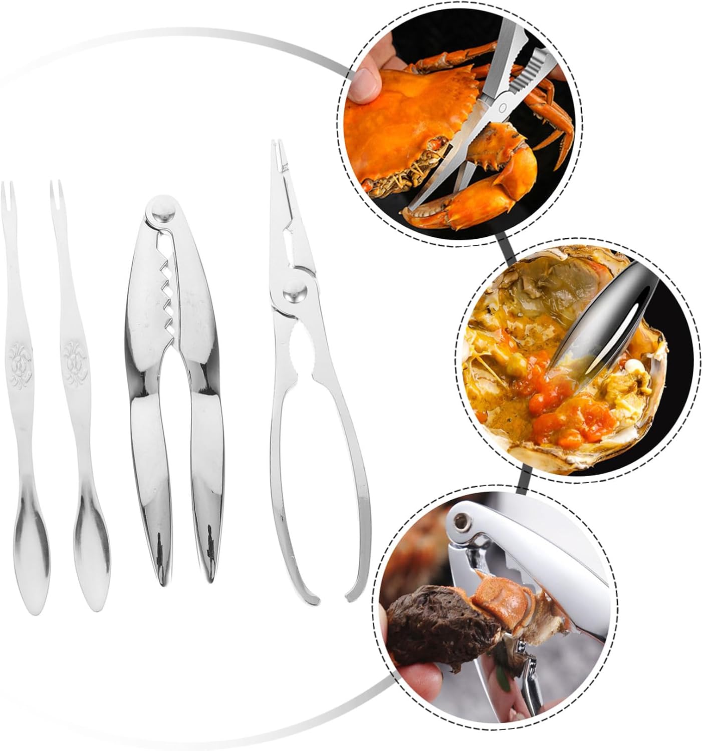 4pcs Crab Eating Kit Tool Fork Clip Supply for Lobster Crab Oysters Seafood