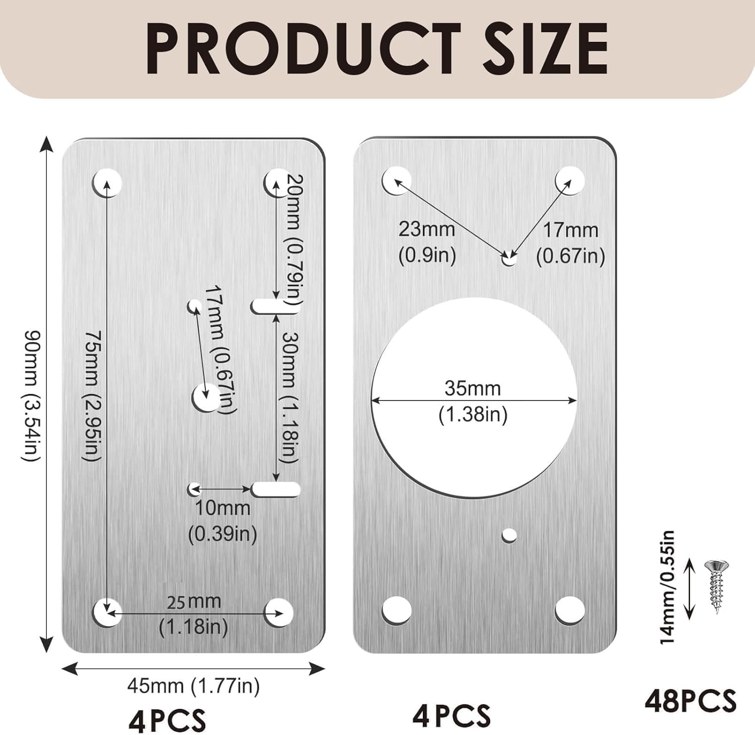 Hinge Repair Plate,8 Pcs Hinge Repair Brackets with Screws Plate for Kitchen Cupboard Locker Door Hinge Shims