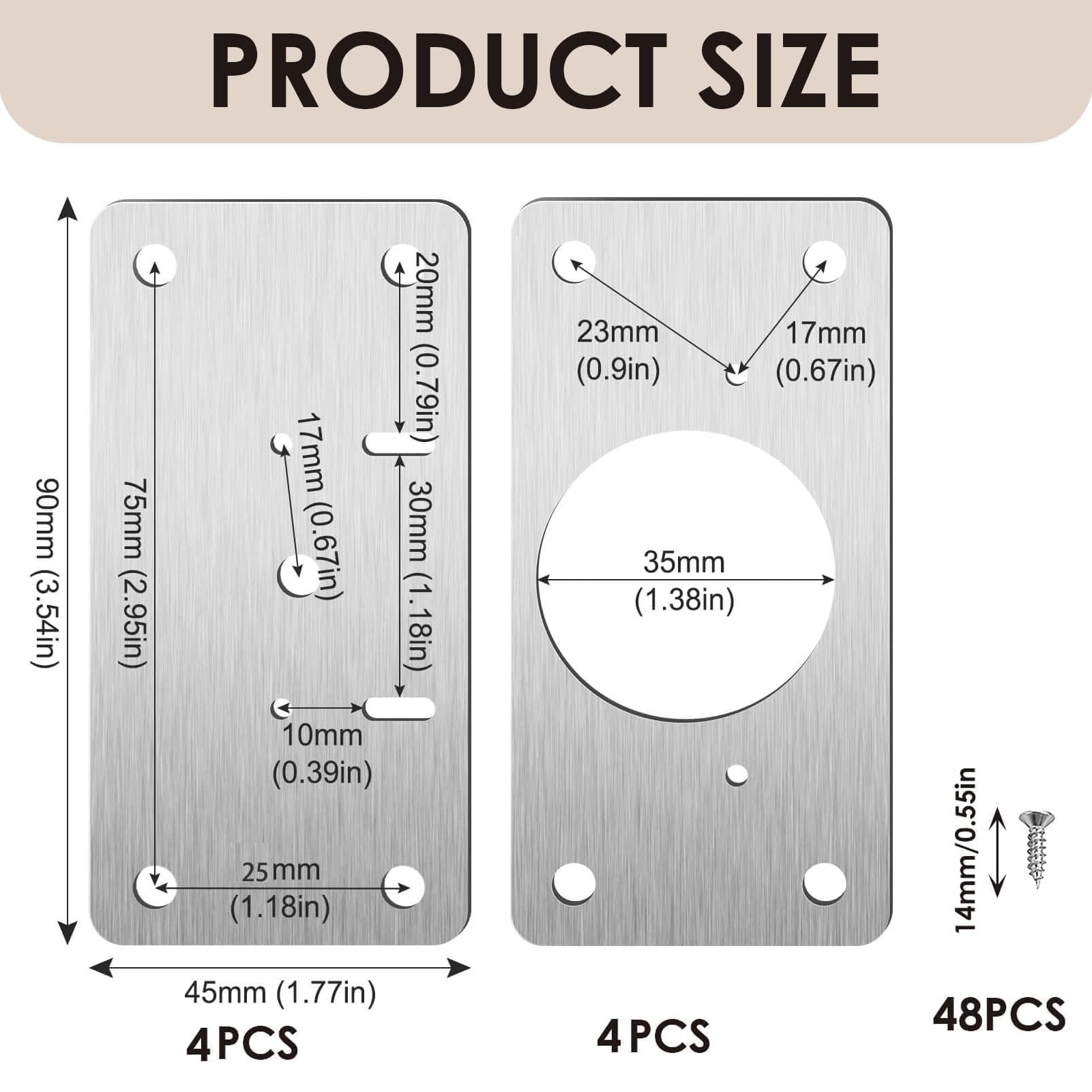 Hinge Repair Plate,8 Pcs Hinge Repair Brackets with Screws Plate for Kitchen Cupboard Locker Door Hinge Shims - Image 2