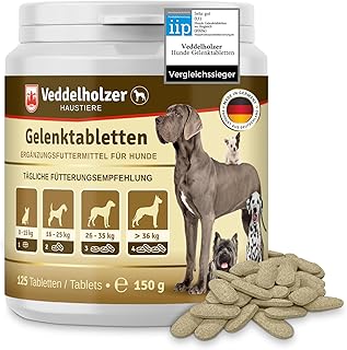 Veddelholzer VERGLEICHSSIEGER 2024 Hunde Gelenktabletten mit Grünlippmuschel Hund MSM & Teufelskralle Glucosamin & Kollagen 125 Kapseln Hunde Leckerlis